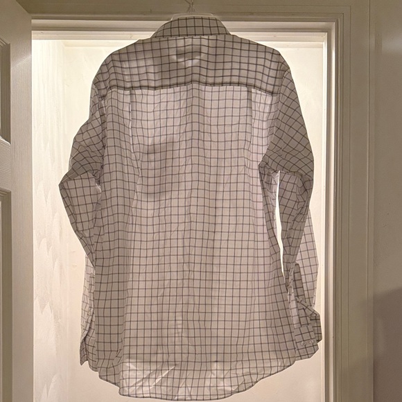 Men's White Checkered Button Down Shirt - Picture 3 of 3